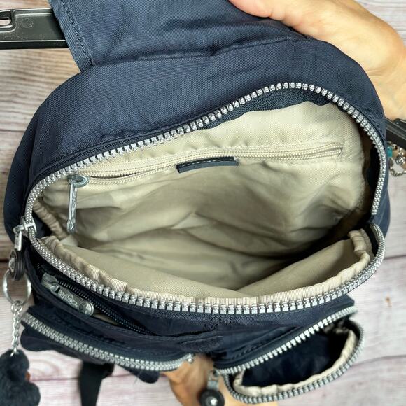 Kipling Navy Blue Small Lovebug Travel Daily Backpack Clean with Keychain - Picture 6 of 12